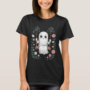 Cottagecore Ghost Swing Floral Aesthetic Halloween T-Shirt