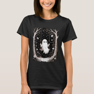 Cottagecore Ghost Swing Floral Aesthetic Halloween T-Shirt