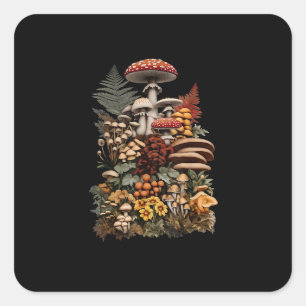 Cottagecore  Goblincore Mushroom Foraging Square Sticker