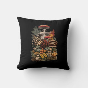 Cottagecore Goblincore Mushroom Foraging Throw Pillow