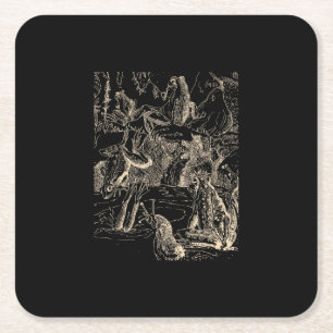 Cottagecore Goblincore Pond Snail Swimming Frog Square Paper Coaster