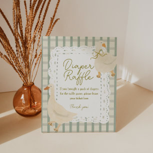 Cottagecore Goose Gingham Diaper Raffle Entry Pedestal Sign