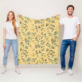 Cottagecore, Grandmillenial Floral Design Fleece Blanket