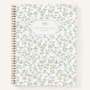 Cottagecore grandmillennial Floral Bow Notebook