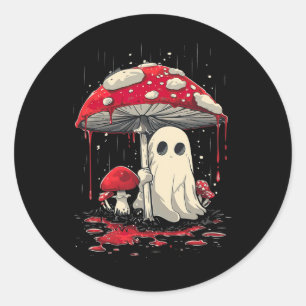 Cottagecore Halloween Shirt Ghost Mushroom Spooky  Classic Round Sticker