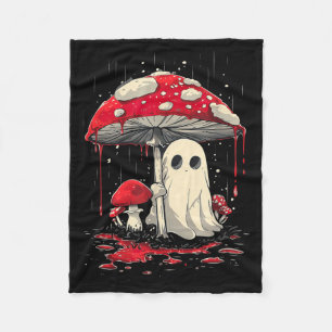 Cottagecore Halloween Shirt Ghost Mushroom Spooky Fleece Blanket