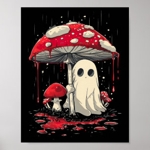 Cottagecore Halloween Shirt Ghost Mushroom Spooky  Poster