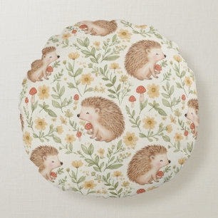 Cottagecore Hedgehog Round Pillow