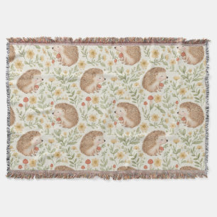 Cottagecore Hedgehog Throw Blanket