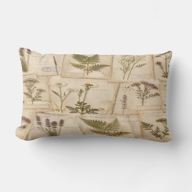 Cottagecore Herbarium Pillow (Front)