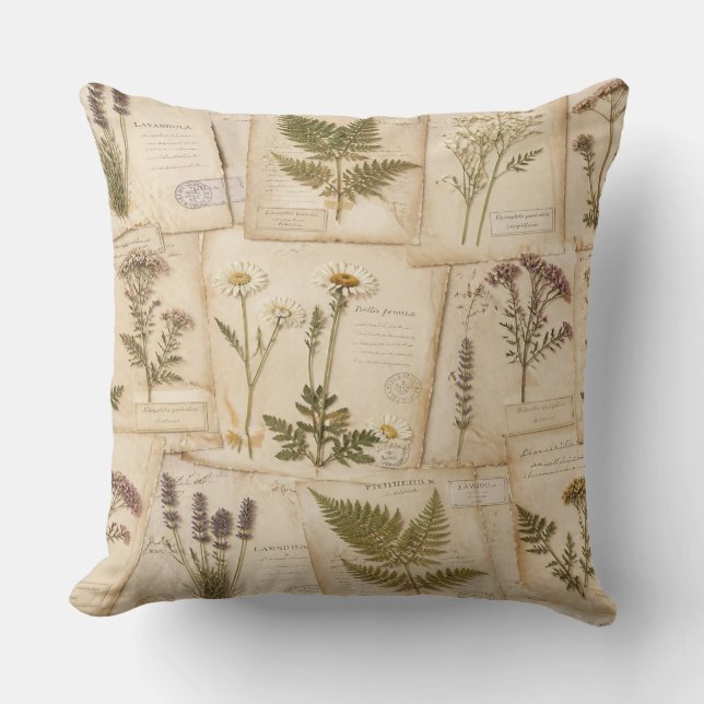 Cottagecore Herbarium Pillow (Front)