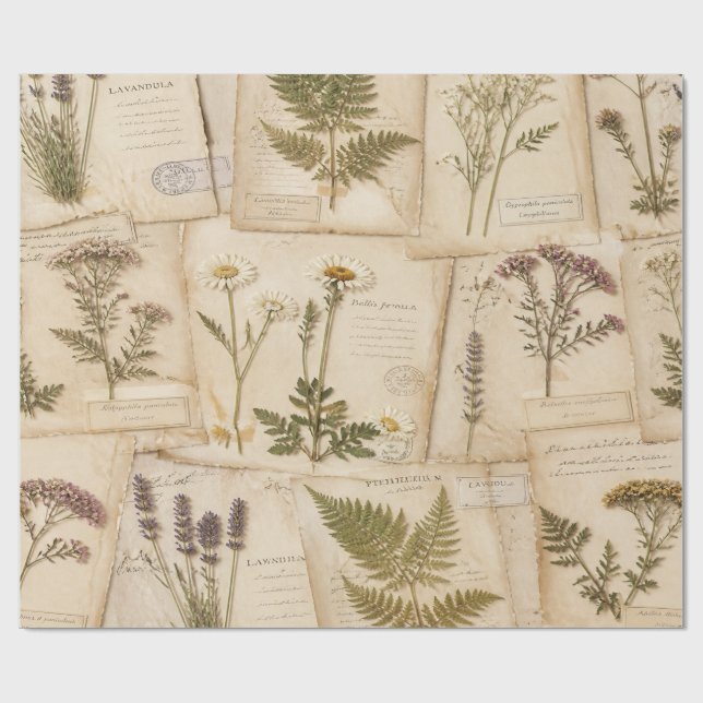 Cottagecore Herbarium Wrap Wrapping Paper (Flat)