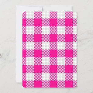 cottagecore hot pink gingham plaid invitation