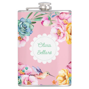 Cottagecore Hummingbird  Hip Flask