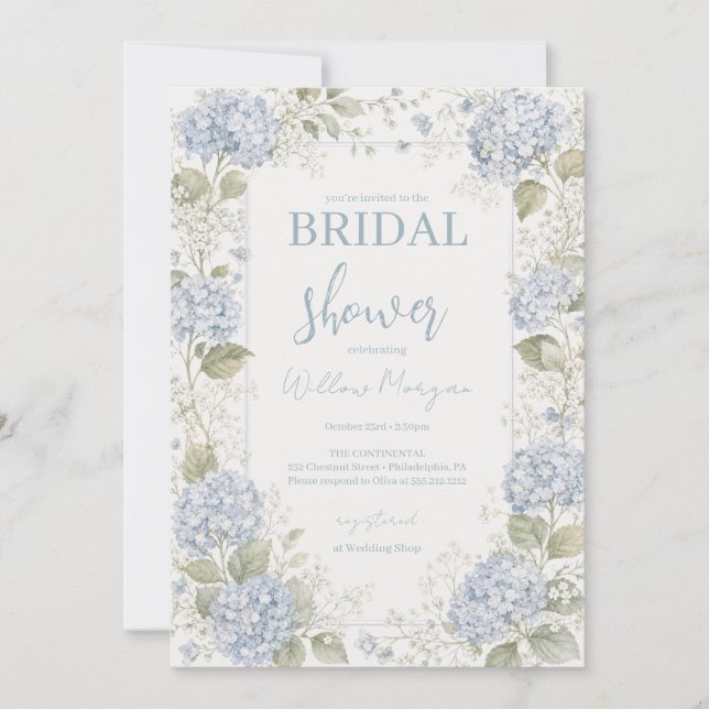 cottagecore Hydrangea Bridal Shower Invitation (Front)