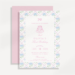 Cottagecore hydrangea trellis floral birthday invitation