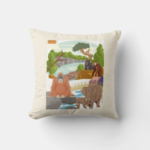Cottagecore Jungle Animals Nursery Throw Pillow - 