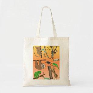 Cottagecore Jungle Animals Tote Bag - Cute Safari 
