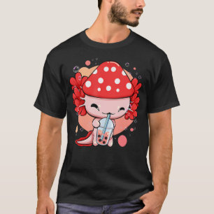 Cottagecore Kawaii Anime Axolotl Boba Tea With Mus T-Shirt