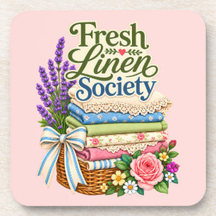 Cottagecore Laundry Lavender Floral Linens Coaster