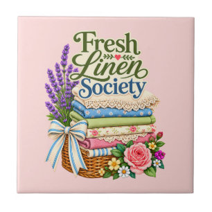 Cottagecore Laundry Lavender Floral Linens Tile