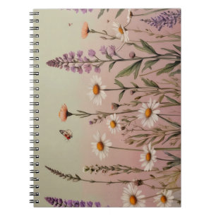 "Cottagecore Lavender and Daisy Floral Botanical Notebook