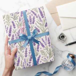 Cottagecore Lavender Sprig Botanical Wrapping Paper