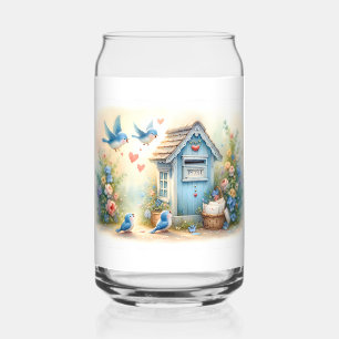 Cottagecore Love Letters Bluebird Mailbox Can Glass