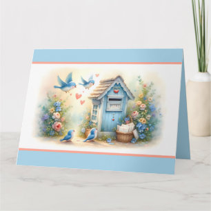 Cottagecore Love Letters Bluebird Mailbox Card
