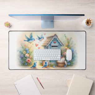 Cottagecore Love Letters Bluebird Mailbox Desk Mat