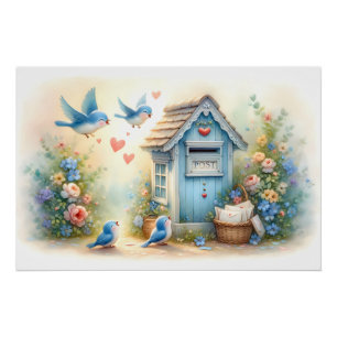 Cottagecore Love Letters Bluebird Mailbox Poster