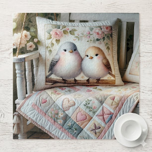 Cottagecore Lovebird Floral Quilt Scene Jigsaw Puzzle