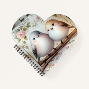 Cottagecore Lovebird Floral Quilt Scene Notebook
