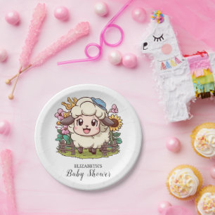 Cottagecore Lovely Sheep Baby Shower Paper Plate
