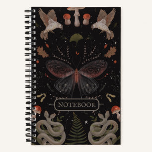 Cottagecore Magical Moth Mushroom Snakes Notebook