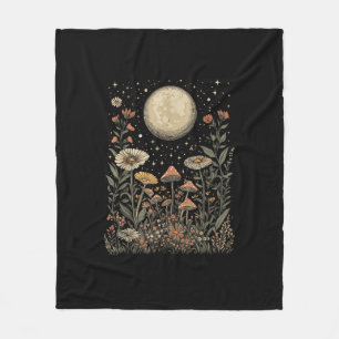 Cottagecore Moon Mushroom Moonphase Goblincore Fleece Blanket