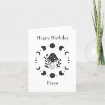 Cottagecore Moon Phase Birthday Greeting Card