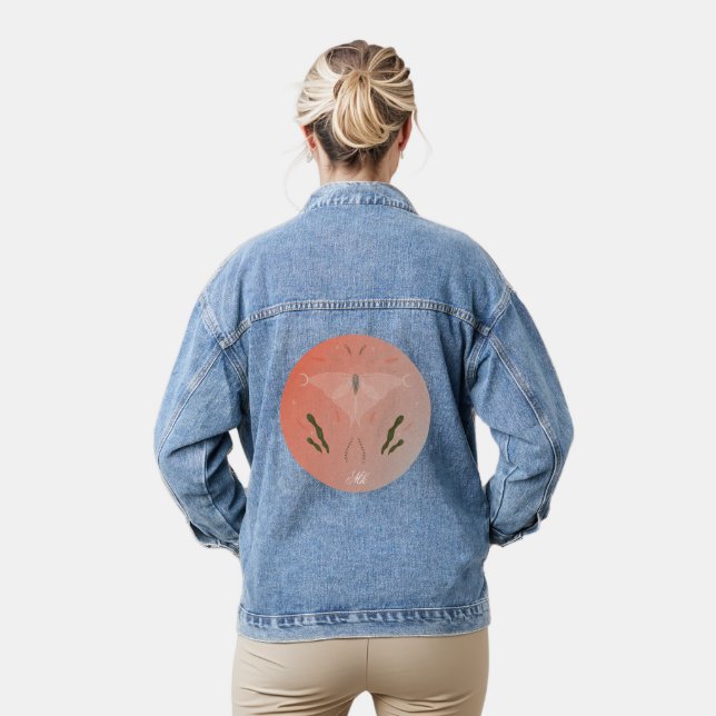 Cottagecore Moth Personalized Denim Jacket (Model)