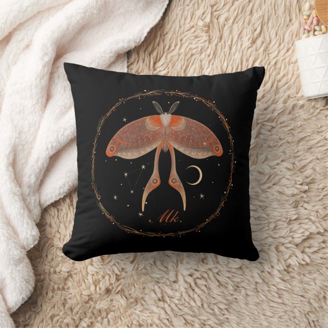 Cottagecore Moth Personalized Throw Pillow (Blanket)