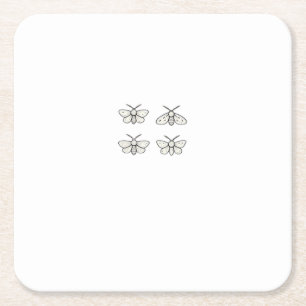 Cottagecore Moths Classic Square Paper Coaster