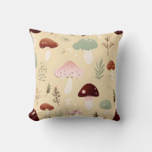 Cottagecore Mushroom and Floral Pillow