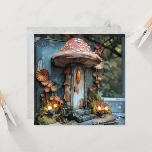 Cottagecore Mushroom Blue Book Journal Scrapbook Invitation