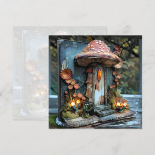 Cottagecore Mushroom Blue Book Journal Scrapbook Invitation