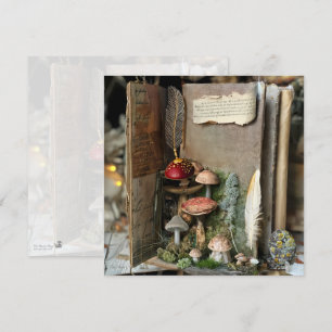 Cottagecore Mushroom Book Mossy Scrapbook Journal Invitation