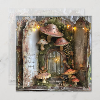 Cottagecore Mushroom Book Trifold Scrapbook Page  Invitation