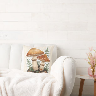 Cottagecore Mushroom Botanical Nature Aesthetic Th Throw Pillow
