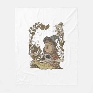 Cottagecore Mushroom Botanical Witchy Frog Goblinc Fleece Blanket