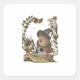 Cottagecore Mushroom Botanical Witchy Frog Goblinc Square Sticker