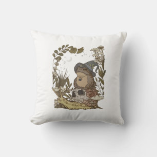 Cottagecore Mushroom Botanical Witchy Frog Goblinc Throw Pillow