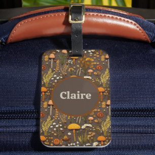 Cottagecore Mushroom Embroidery Personalized Luggage Tag
